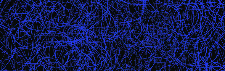 Blue chaotic lines background. Hand drawn lines. Tangled chaotic pattern. Vector illustration.