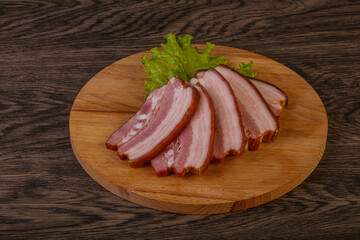 Tasty smoked pork brisket slice