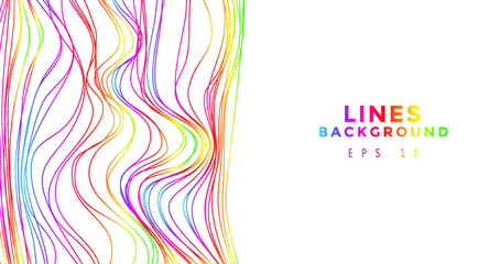 Colorful chaotic lines background. Hand drawn lines. Tangled chaotic pattern. Vector illustration.