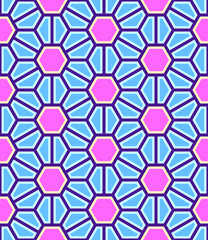 seamless abstract hexagonal flowers ukiyo-e pattern