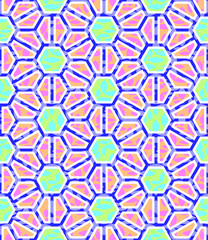 seamless abstract hexagonal flowers ukiyo-e pattern