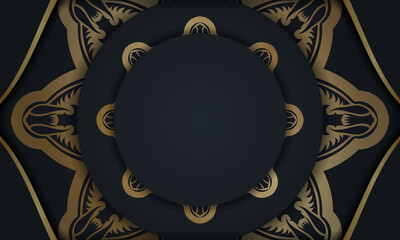 Black banner with antique gold ornaments and place for text