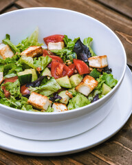 salad with halumi and vegetables