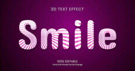 Fototapeta na wymiar Smile 3D Text Effect Free Editable vector