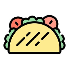 Taco cuisine icon. Outline taco cuisine vector icon color flat isolated