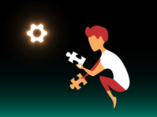 Vector hard work in gradient style. Editable illustration