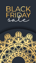Advertising Black Friday Sale Dark Blue With Abstract Golden Pattern