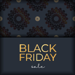 Celebratory advertising for black friday sales dark blue with a round pattern