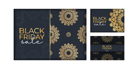 Poster Black Friday Dark blue with luxurious golden ornament