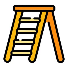 Home step ladder icon. Outline home step ladder vector icon color flat isolated