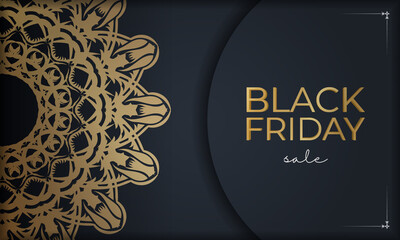 Poster Sale Black Friday Dark Blue with Round Gold Pattern