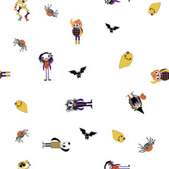 Halloween cute monster whole Family pattern vector 