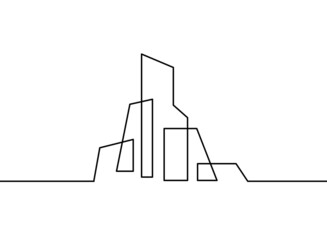 Abstract architecture  as continuous lines drawing on white background. Vector