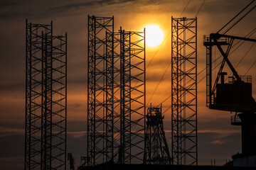 power lines at sunset