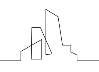 Abstract architecture  as continuous lines drawing on white background. Vector
