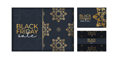 Festive Poster Sale Black Friday Dark Blue With Geometric Gold Ornament