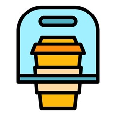 Coffee take away icon. Outline coffee take away vector icon color flat isolated