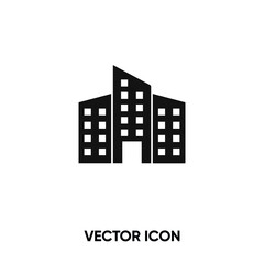 Naklejka premium Office building vector icon. Modern, simple flat vector illustration for website or mobile app.Business center or finance center symbol, logo illustration. Pixel perfect vector graphics 