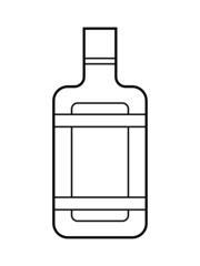 Alcoholic linear bottle illustration. Alcohol cocktail drink icon. Bar menu flat vector logo. Outline vector art.