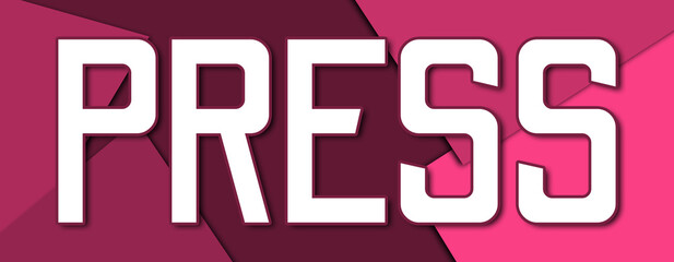 Press - text written on pink paper background