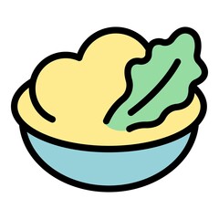 Mashed potatoes meal icon. Outline mashed potatoes meal vector icon color flat isolated