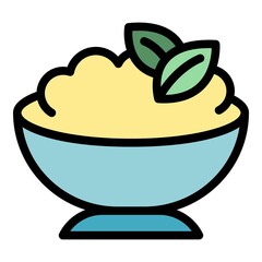 Mashed potatoes food icon. Outline mashed potatoes food vector icon color flat isolated