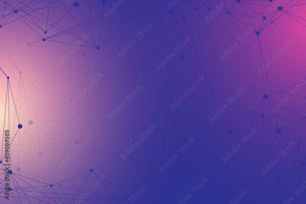 Poster Geometric graphic background molecule and communication. Big data complex with compounds. Lines plexus, minimal array. Digital data visualization. Scientific cybernetic illustration.