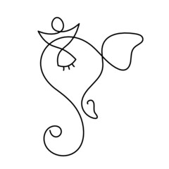 Silhouette of Lord Ganesha as line drawing on the white background. Vector