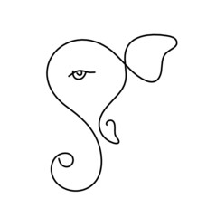 Silhouette of Lord Ganesha as line drawing on the white background. Vector