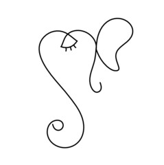Silhouette of Lord Ganesha as line drawing on the white background. Vector