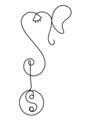 Silhouette of Lord Ganesha as line drawing on the white background. Vector