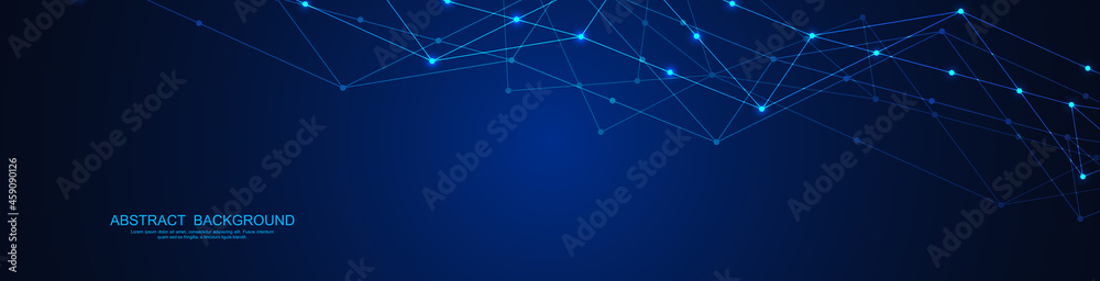 Fototapete website header or banner design with abstract polygonal background and connecting dots and lines. gl