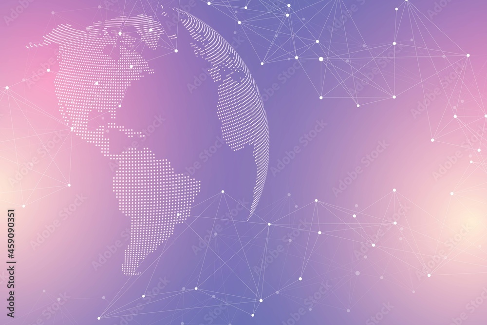 Poster Technology abstract background with connected line and dots. Big data visualization. Artificial Intelligence and Machine Learning Concept Background. Analytical networks illustration