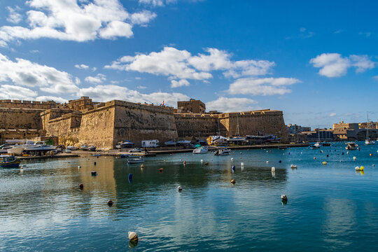 The Kalkara creek side of the fortified Birgu City in Malta.