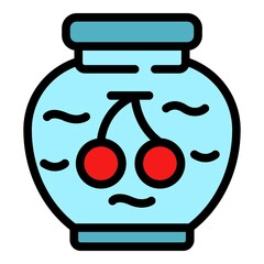 Canned fruit juice icon. Outline canned fruit juice vector icon color flat isolated