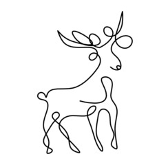 Silhouette of abstract deer as line drawing on white