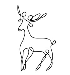Silhouette of abstract deer as line drawing on white