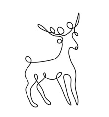 Silhouette of abstract deer as line drawing on white