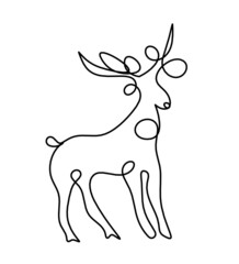 Silhouette of abstract deer as line drawing on white