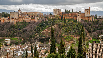 Fototapeta na wymiar Granada in Spain with Alhambra