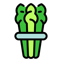 Raw asparagus icon. Outline raw asparagus vector icon color flat isolated