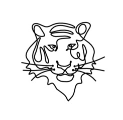 Silhouette of abstract tiger as line drawing on white. Vector