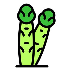 Vegan asparagus icon. Outline vegan asparagus vector icon color flat isolated