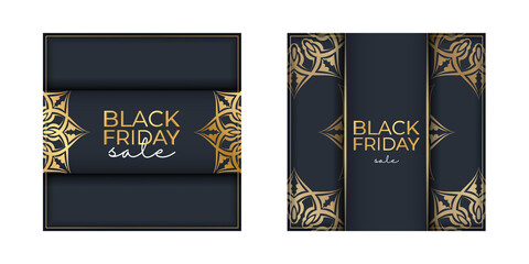 Celebratory advertising for black friday dark blue with luxurious gold pattern