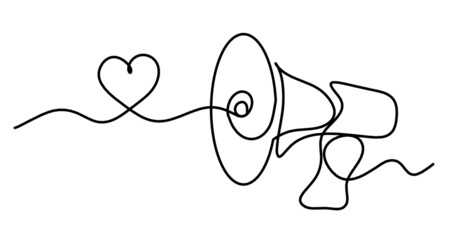 Abstract megaphone as continuous lines drawing on white background. Vector © suns07butterfly