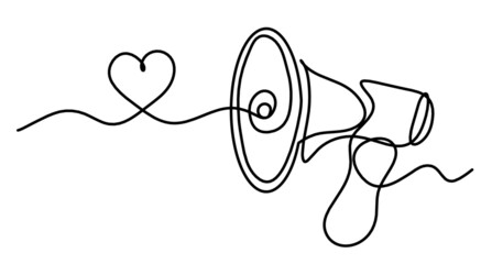 Abstract megaphone as continuous lines drawing on white background. Vector © suns07butterfly