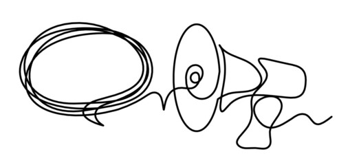 Abstract megaphone as continuous lines drawing on white background. Vector © suns07butterfly