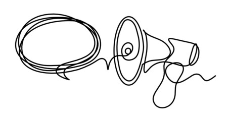 Abstract megaphone as continuous lines drawing on white background. Vector © suns07butterfly