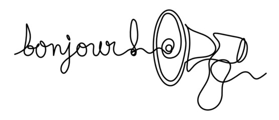 Abstract megaphone as continuous lines drawing on white background. Vector © suns07butterfly