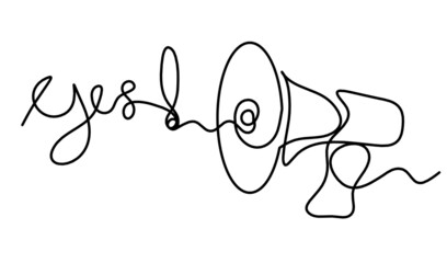 Abstract megaphone as continuous lines drawing on white background. Vector © suns07butterfly